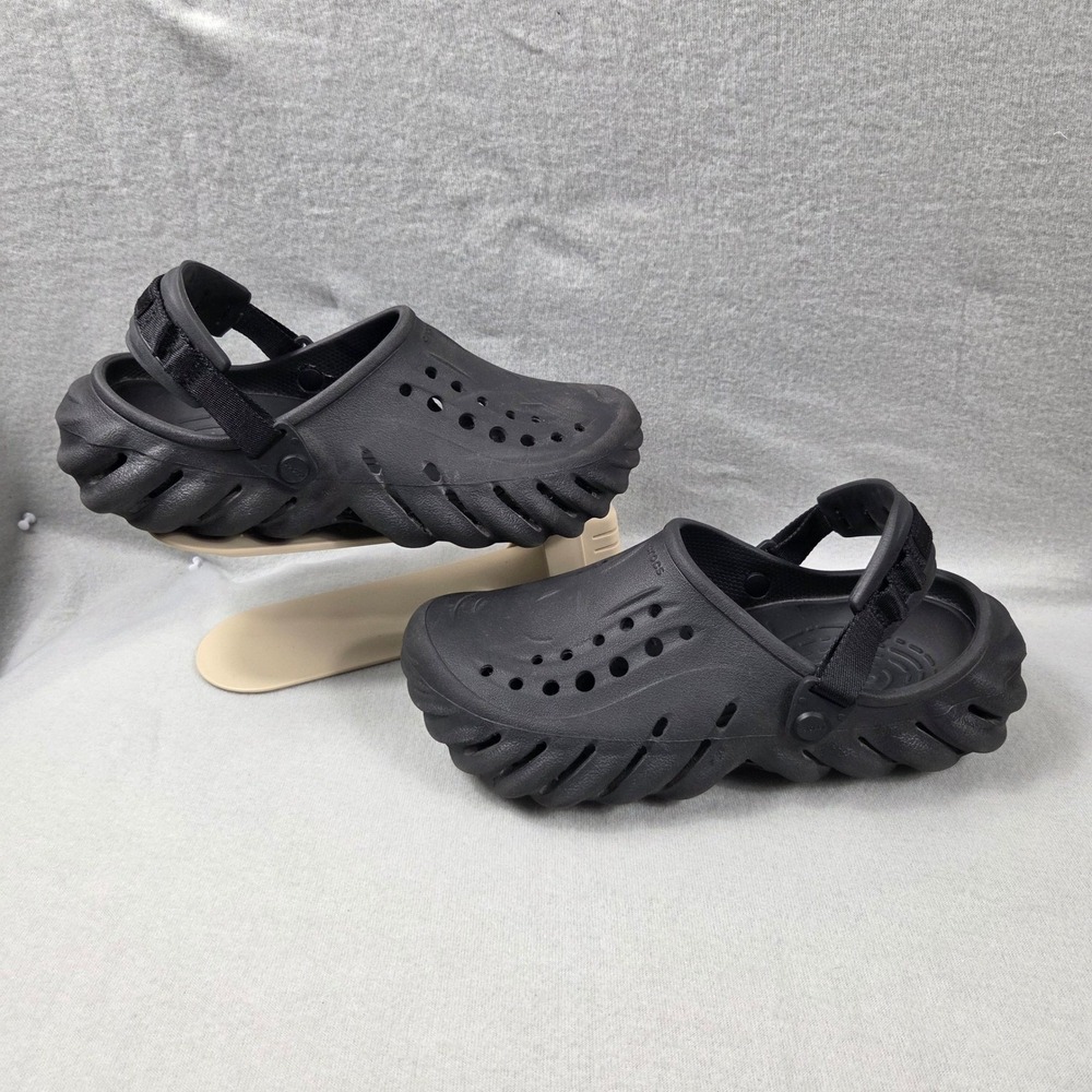 Crocs Echo Clog Women 10 Black Excellent Sporty Streetwear Lightweight Slip On